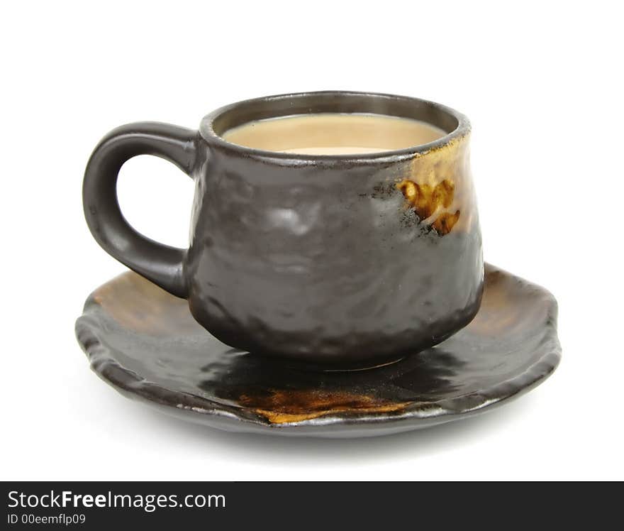 Image of a cup of coffee isolated over white background. Image of a cup of coffee isolated over white background