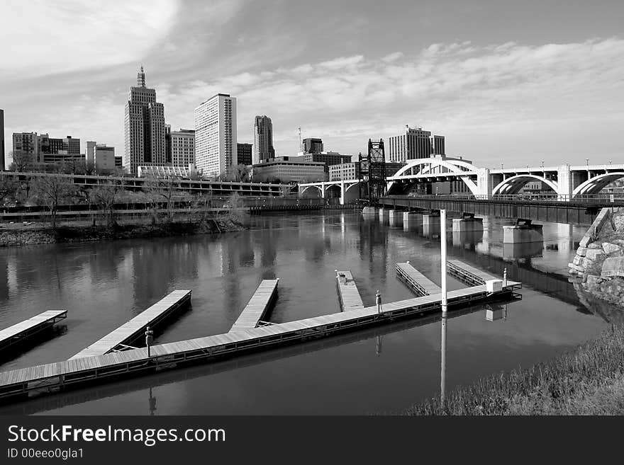 A picture of the st. paul skyline from across the river. A picture of the st. paul skyline from across the river