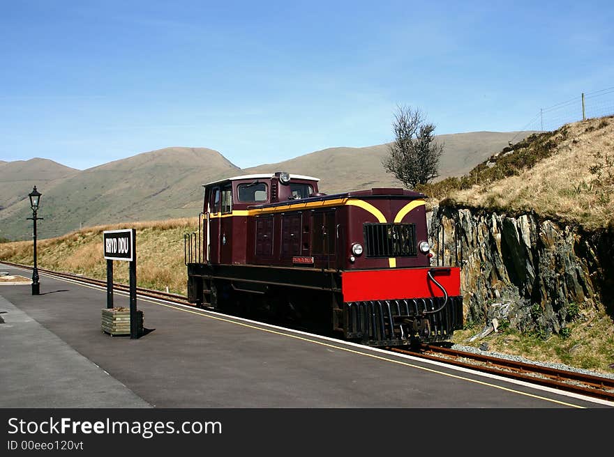 Railroad engine on the Welsh Highland Railway, Wales, UK.