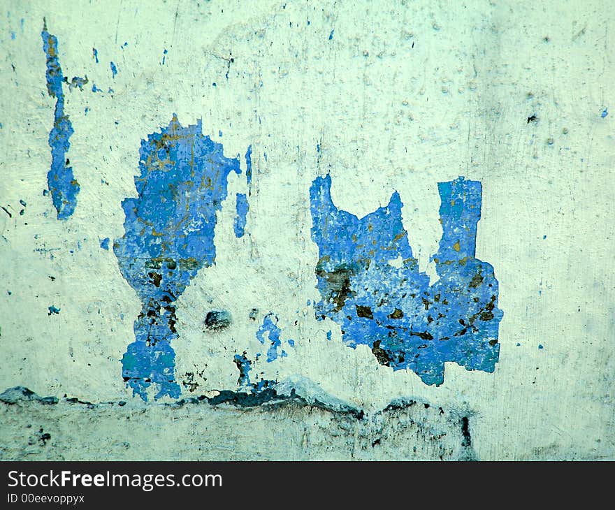 Grunge wall with peeling blue paint. Grunge wall with peeling blue paint