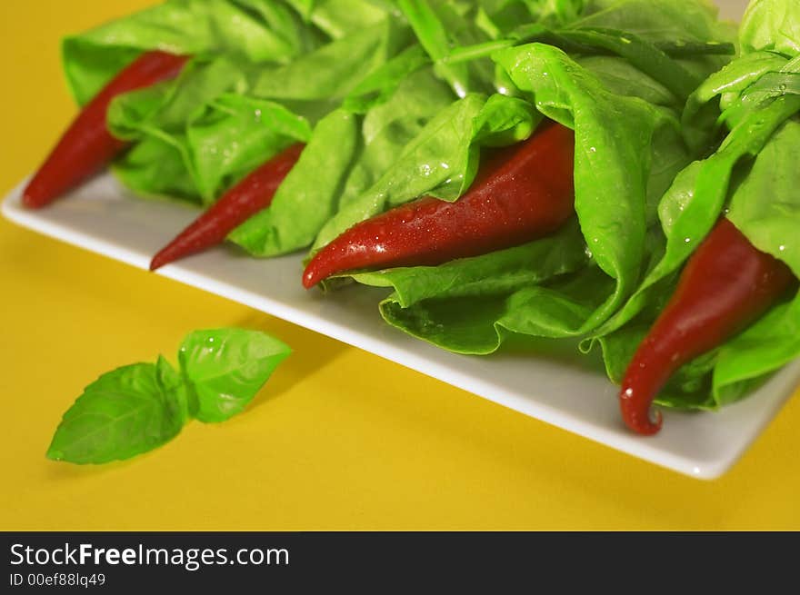 Red Chili With Salad