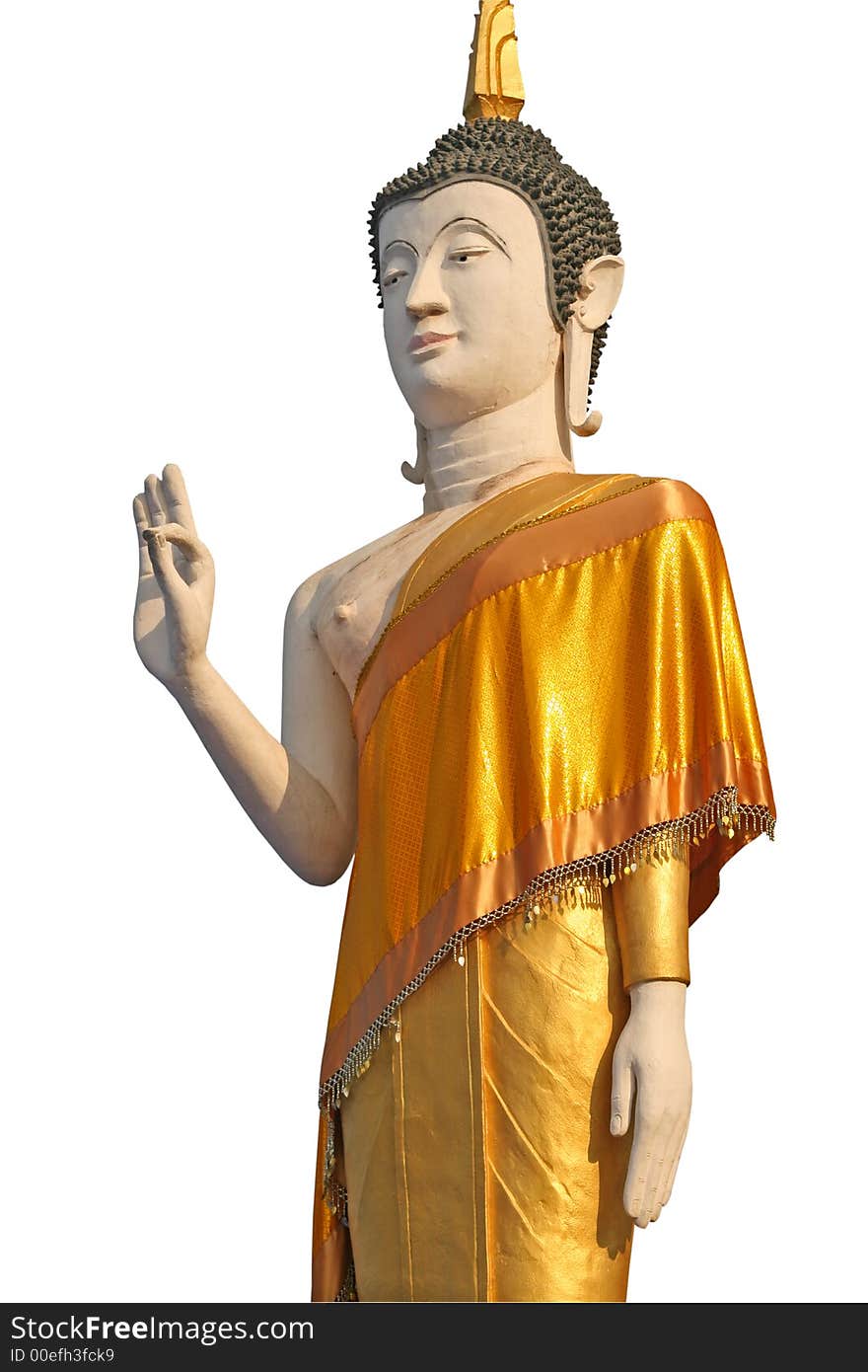 Buddhist statue with outstretched hand in the vitarka mudra position. The gesture is intended to be read as an appeal for peace. Buddhist statue with outstretched hand in the vitarka mudra position. The gesture is intended to be read as an appeal for peace.