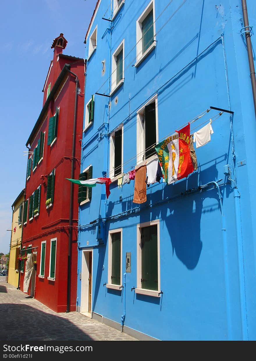 A typical coloured house in Burano, Venice