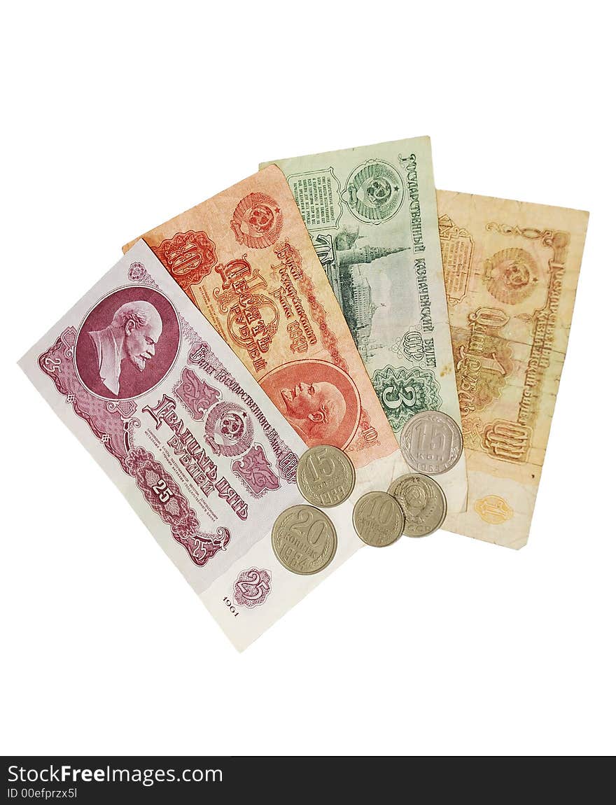 USSR's currency isolated on w/b