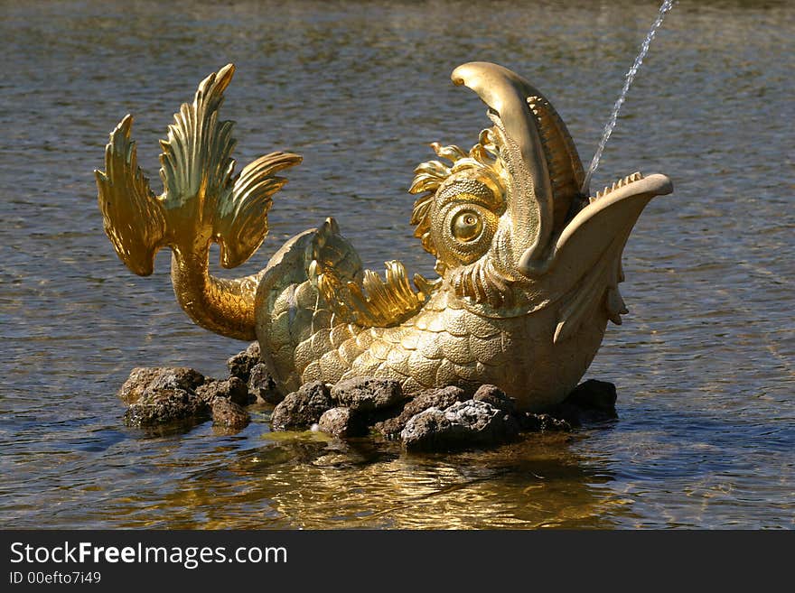 Gilded fountine in Petergoff garden (near Sankt-Peterburg in russia). Created in XIX century