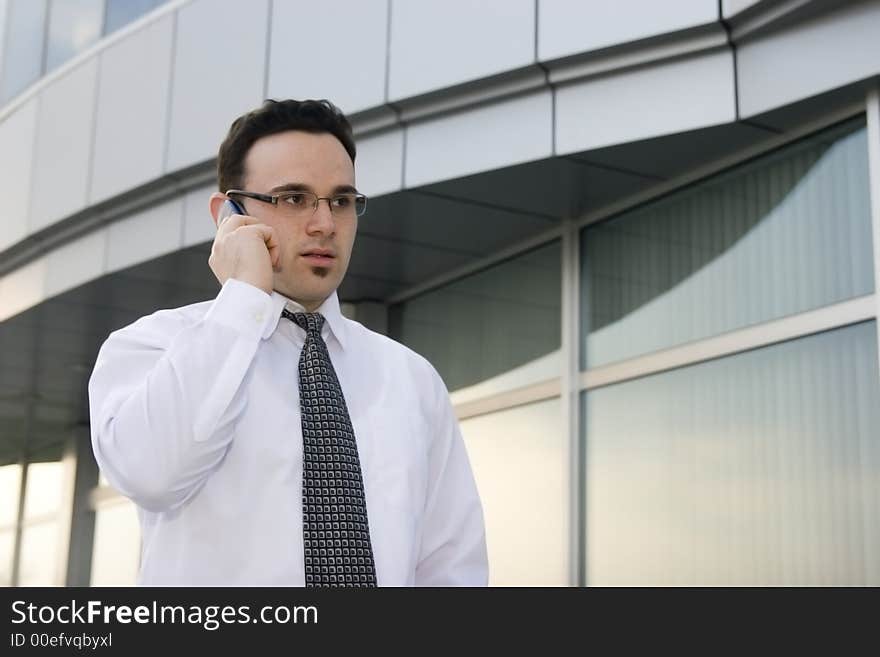 Successful businessman talking on phone