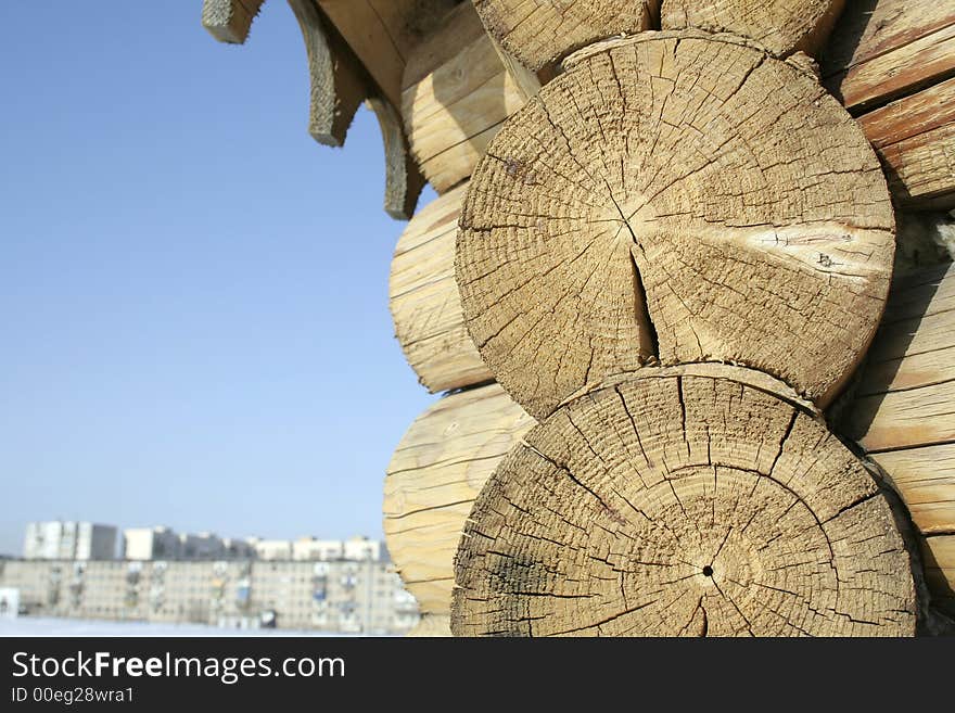 Wooden log hut