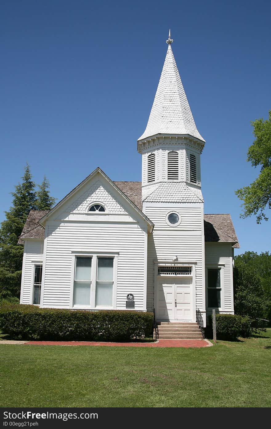 Historic white chapel in Texas