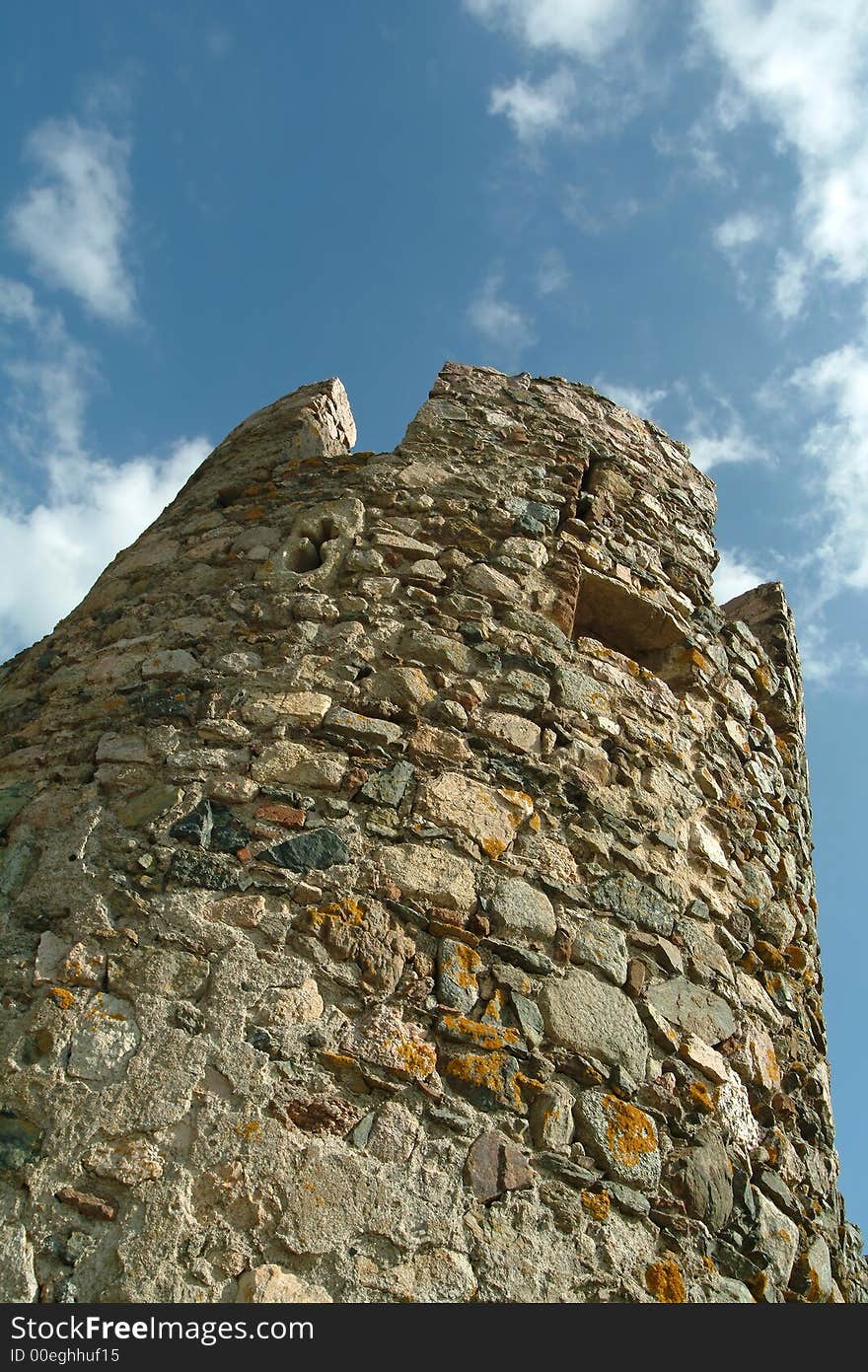 Round tower of old castle against sky. Round tower of old castle against sky