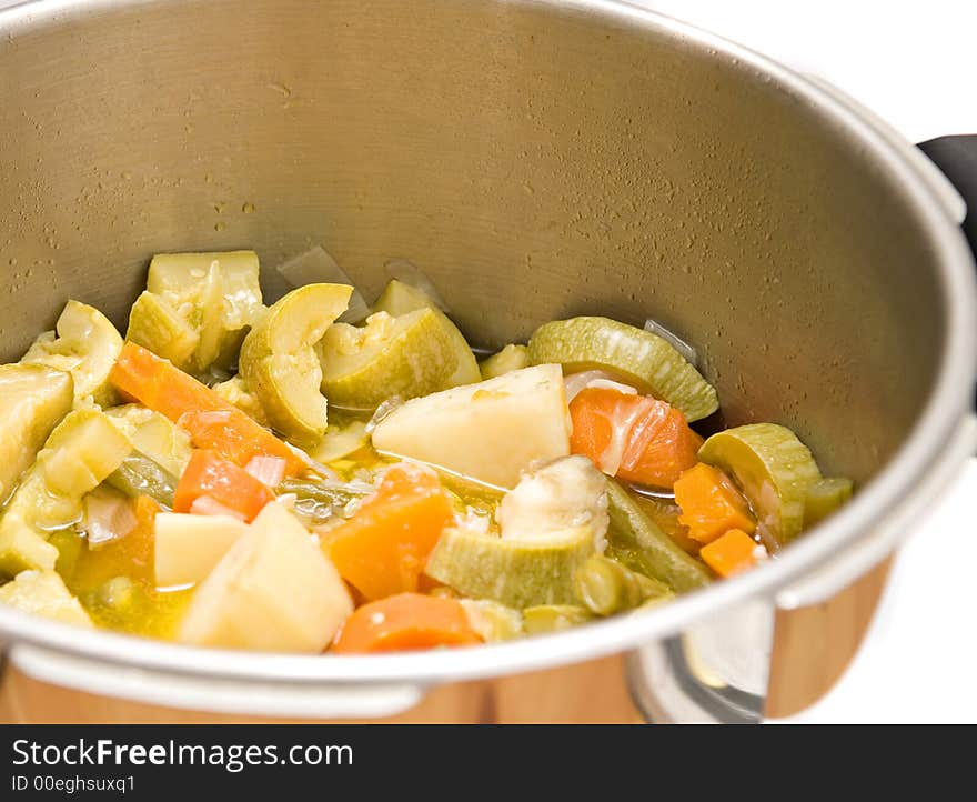 Cooking vegetables for prepare couscous a tipycal moroccoan plate