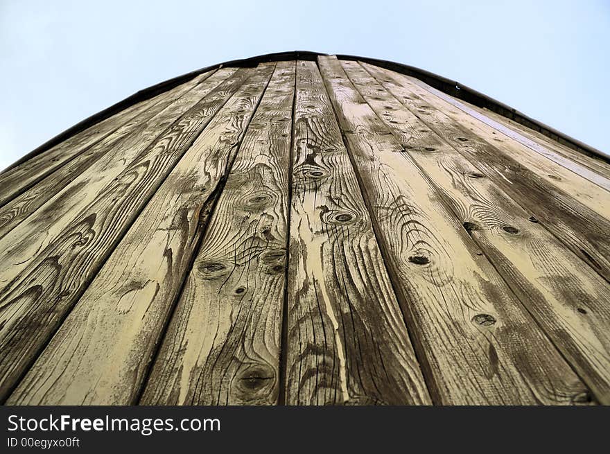 It\\\'s the wooden cladding of an old crane. Looking from bottom to top. It\\\'s the wooden cladding of an old crane. Looking from bottom to top