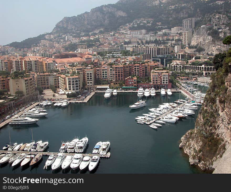 Sea harbour in a small small town among mountains. Sea harbour in a small small town among mountains