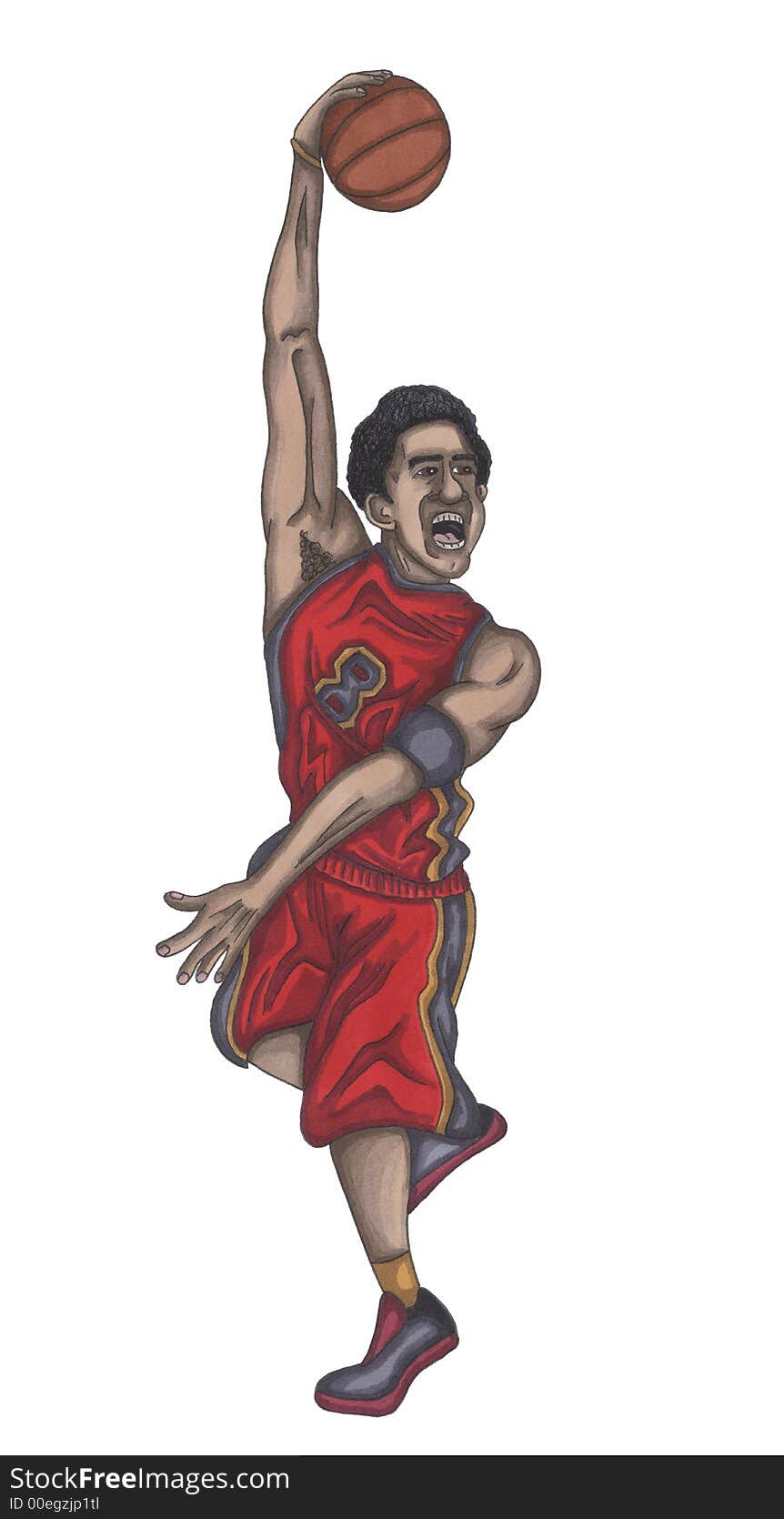 hand drawn illustration of a basketball player