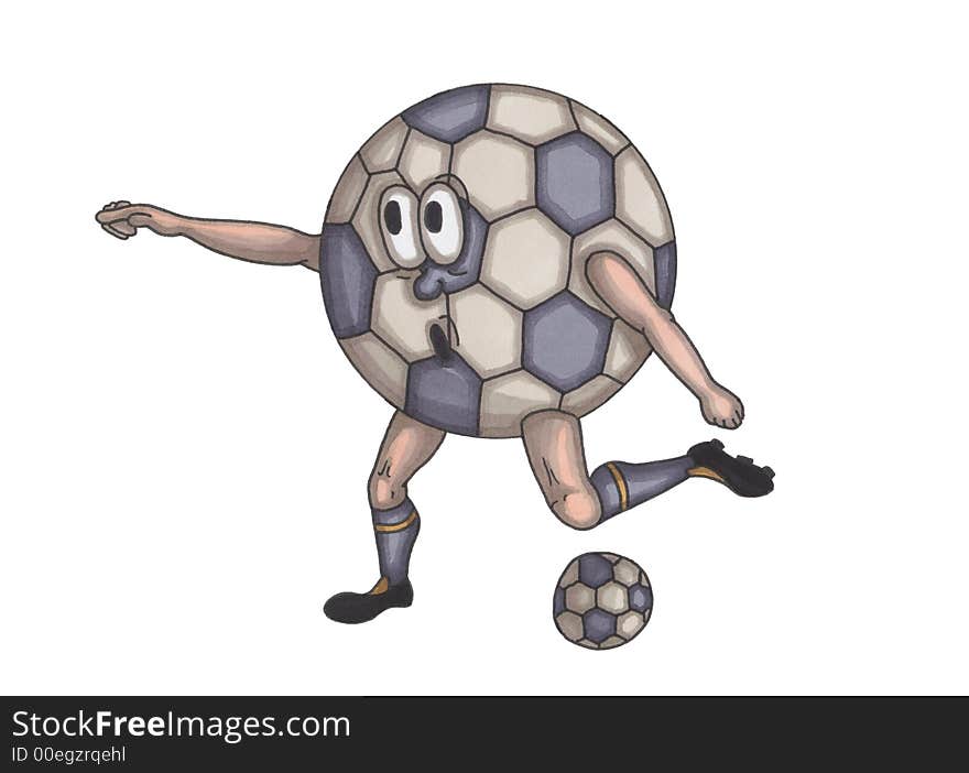 hand drawn illustration of a human soccer ball