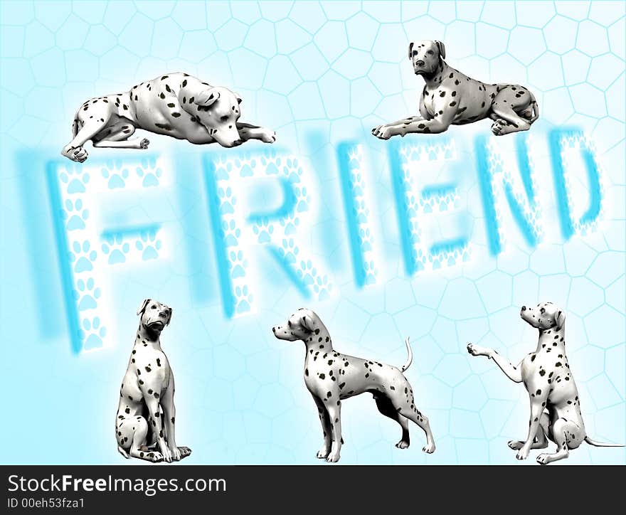 Illustration about dogs to represent friendship feeling