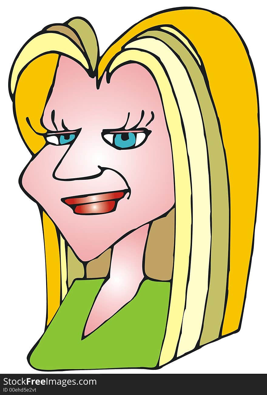 Cartoon ilustration of a blond woman