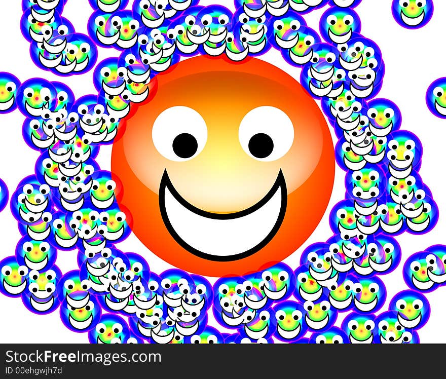 An image of a set of happy cartoon faces. An image of a set of happy cartoon faces.