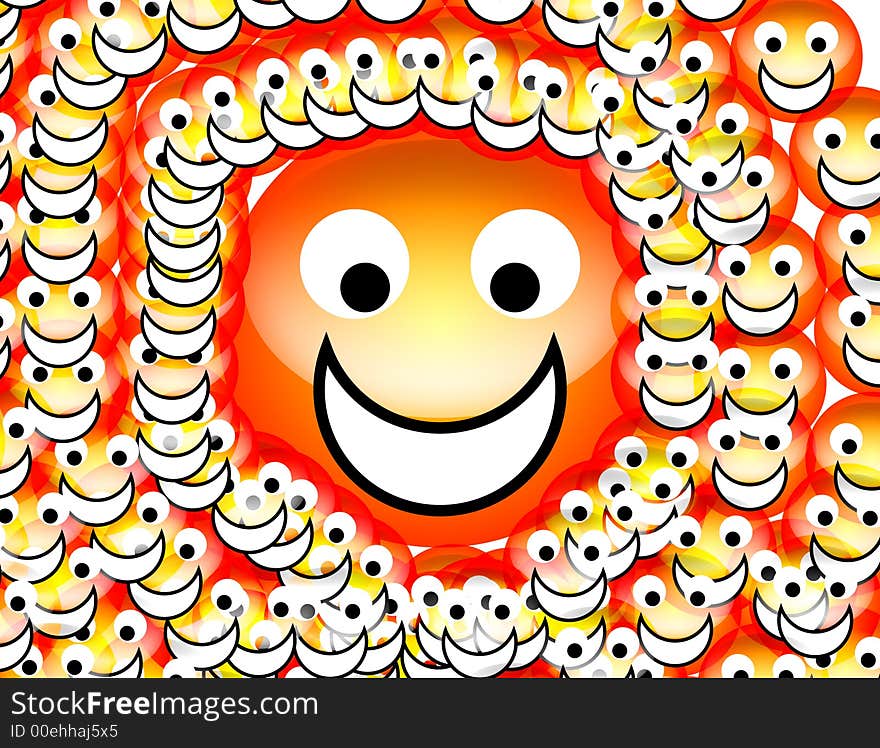 An image of a set of happy cartoon faces. An image of a set of happy cartoon faces.