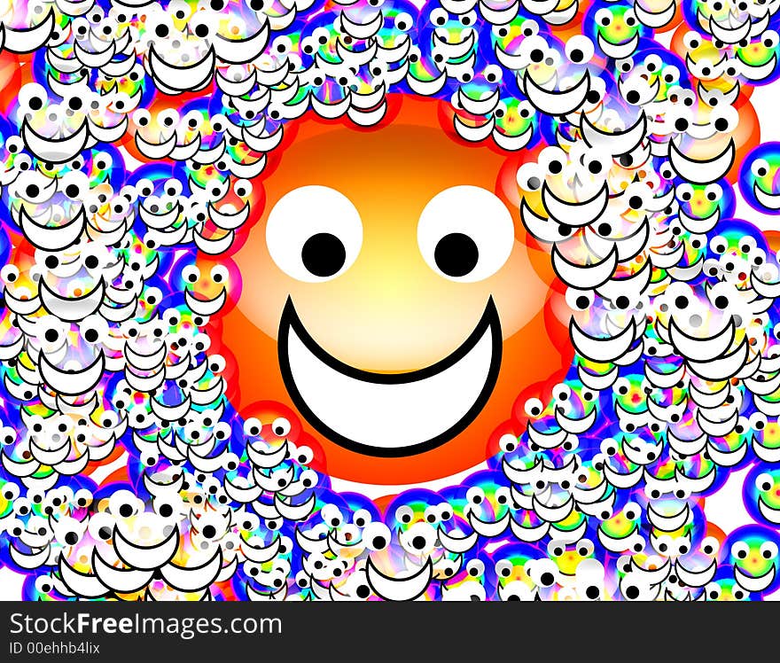 An image of a set of happy cartoon faces. An image of a set of happy cartoon faces.