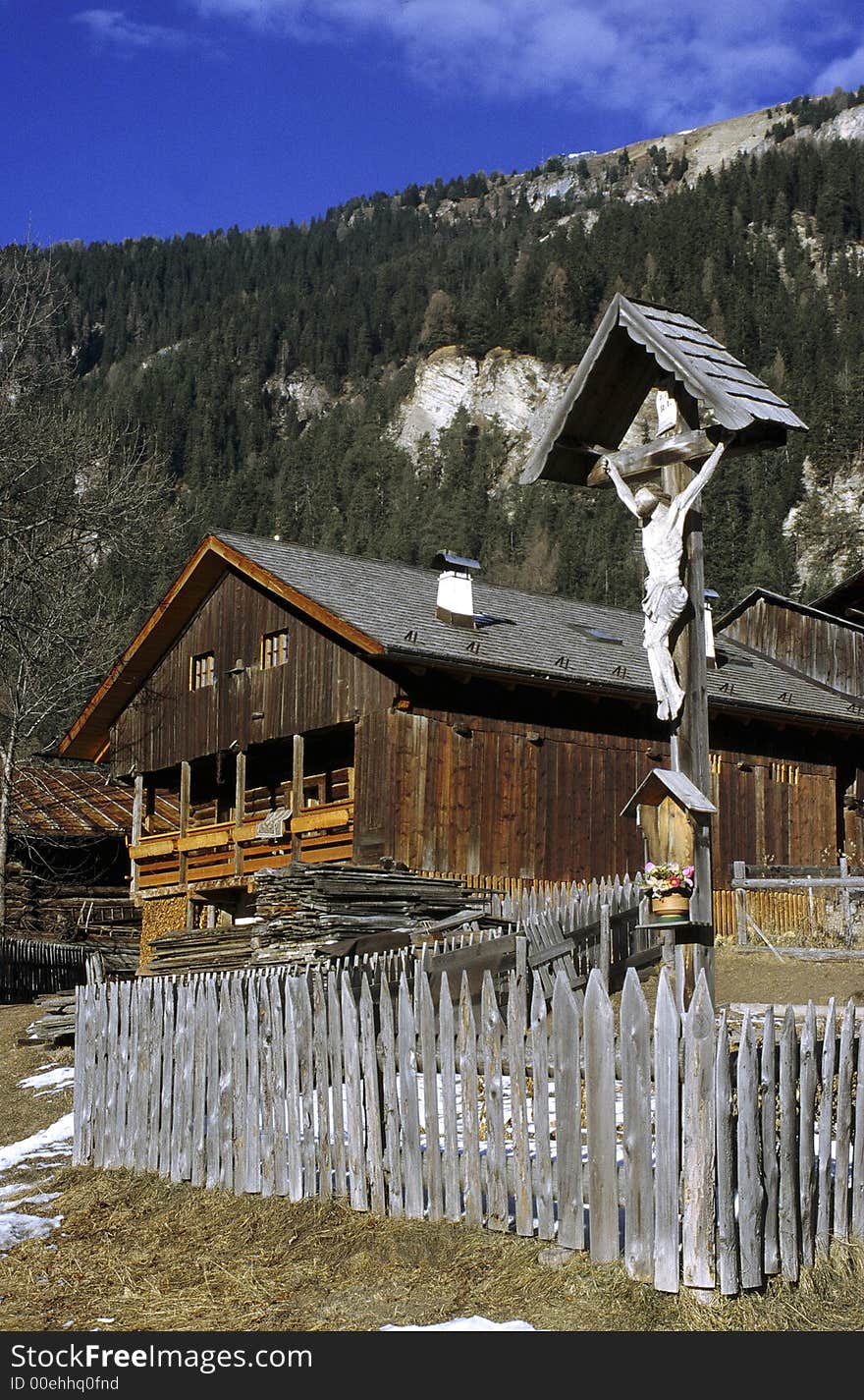 Wood house and christ