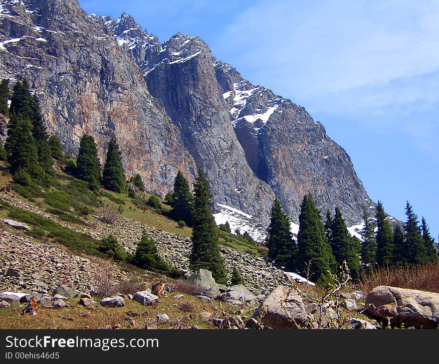 Highly in mountains. Summer. Tien-Shan. Kazakhstan. Fresh air. Highly in mountains. Summer. Tien-Shan. Kazakhstan. Fresh air.