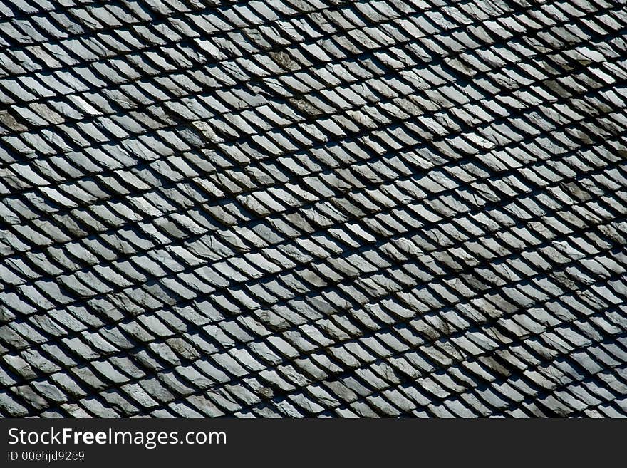 Gray tile roof of old historic building