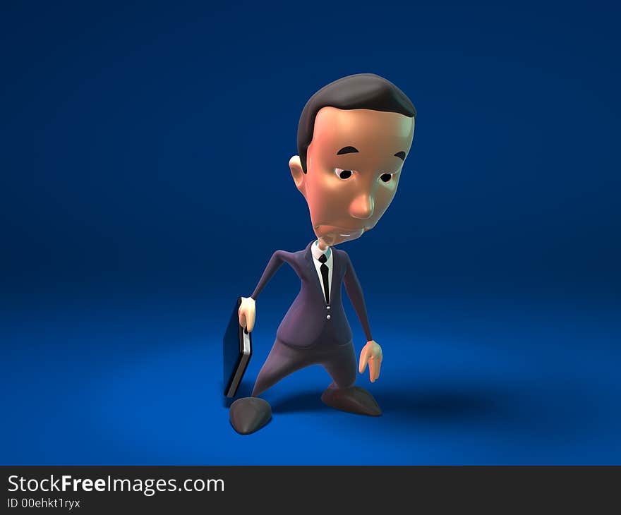 A sad business man walks depressed, 3D generated content