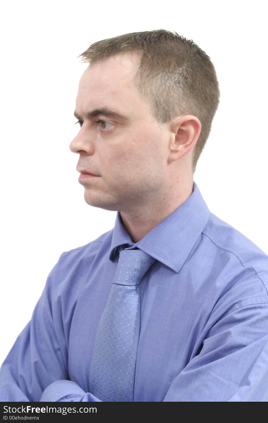 Businessman in blue shirt and tie