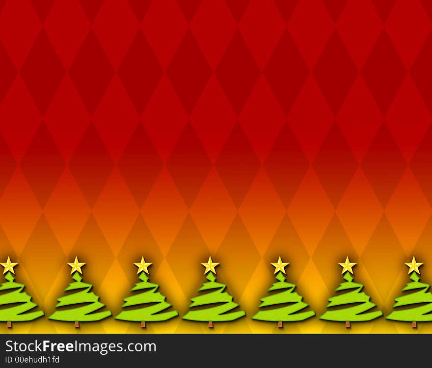 Graphic illustration of bold Christmas trees that form a border against a geometric background. Great for an invitation to a holiday party or a greeting card. Graphic illustration of bold Christmas trees that form a border against a geometric background. Great for an invitation to a holiday party or a greeting card