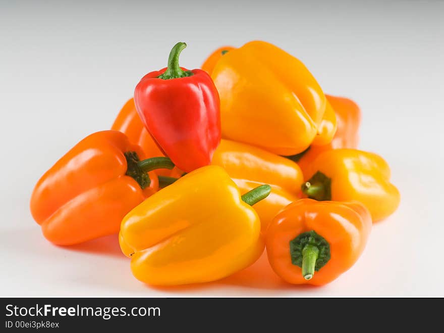 A grouping of multicolored bell peppers