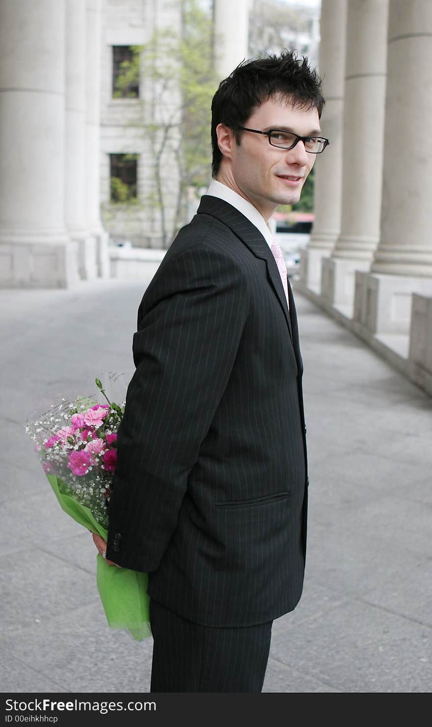 Businessman with flowers