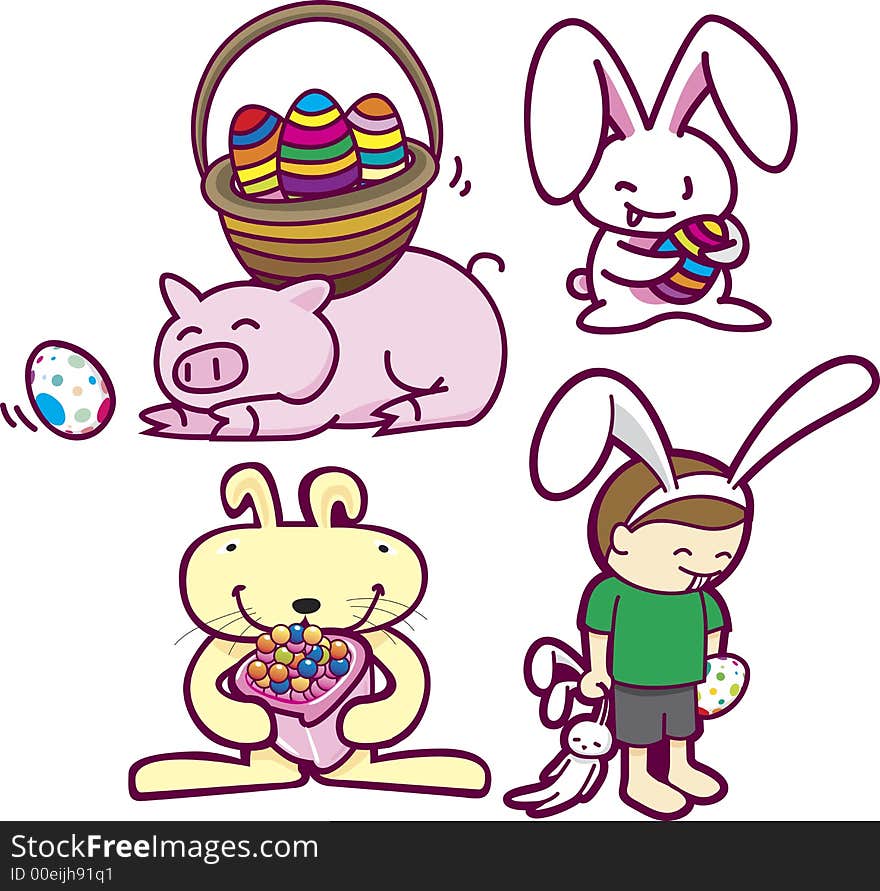 Illustration of some cute and cuddly Easter characters. Illustration of some cute and cuddly Easter characters.