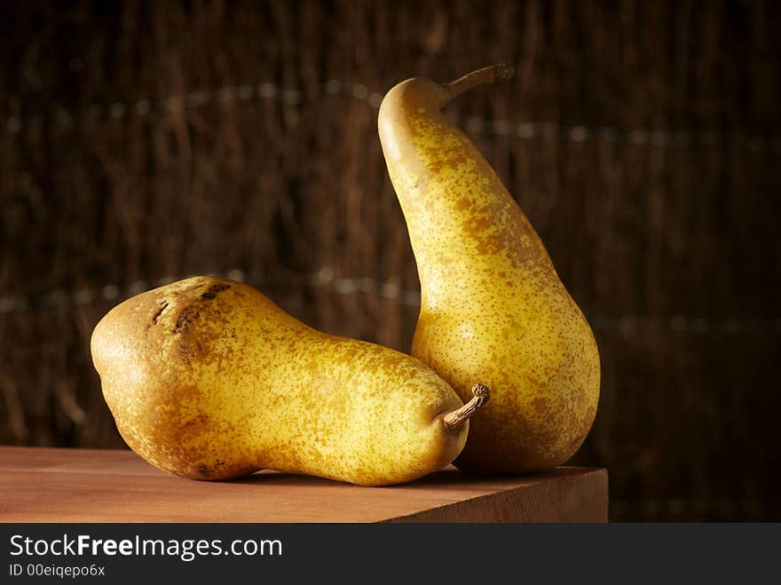 Two yellow pears still life