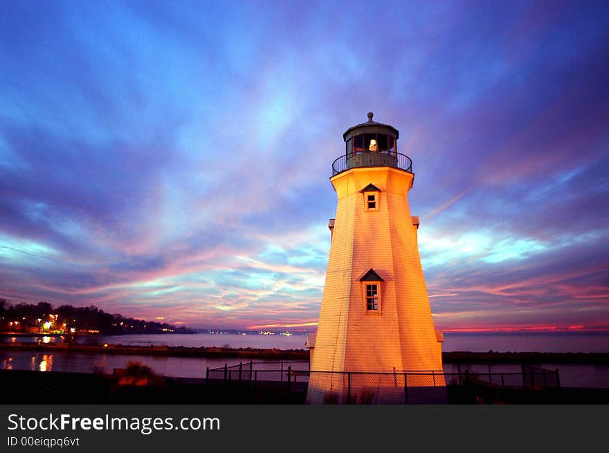 Portdalhousi light house at dusk. Portdalhousi light house at dusk