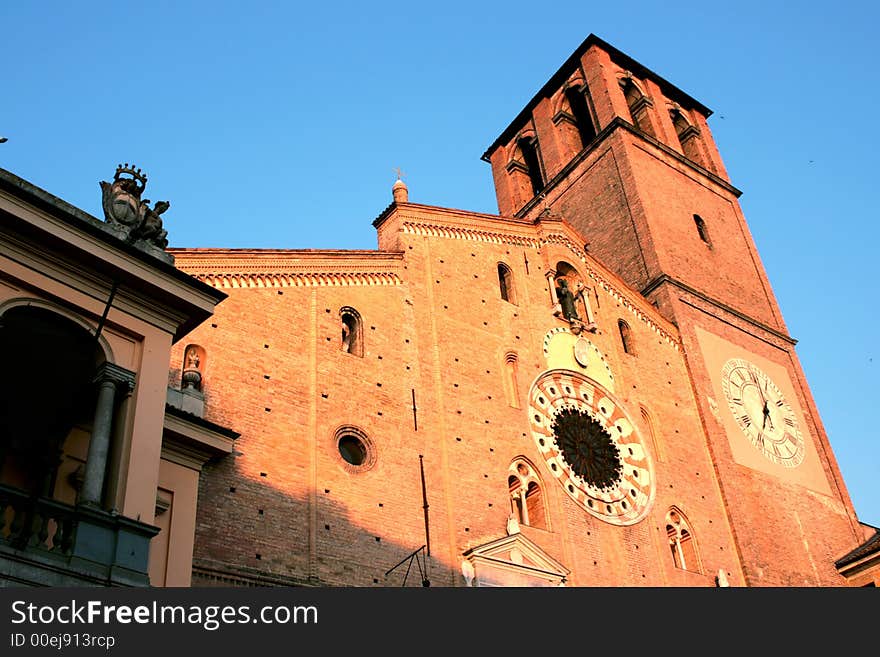 Medieval Bell tower and clock in Lodi. Italy. Medieval Bell tower and clock in Lodi. Italy