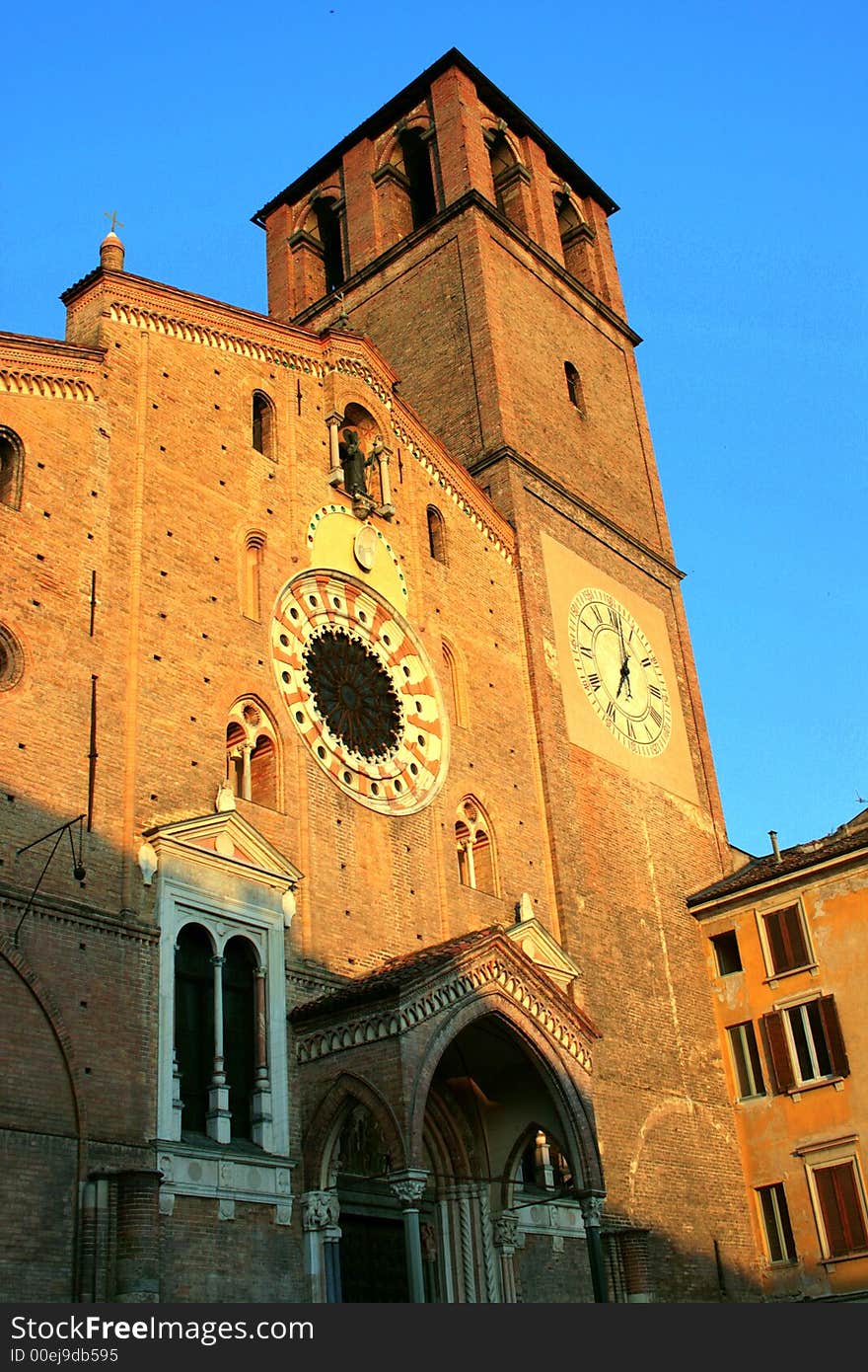 Medieval Bell tower and clock in Lodi. Italy. Medieval Bell tower and clock in Lodi. Italy