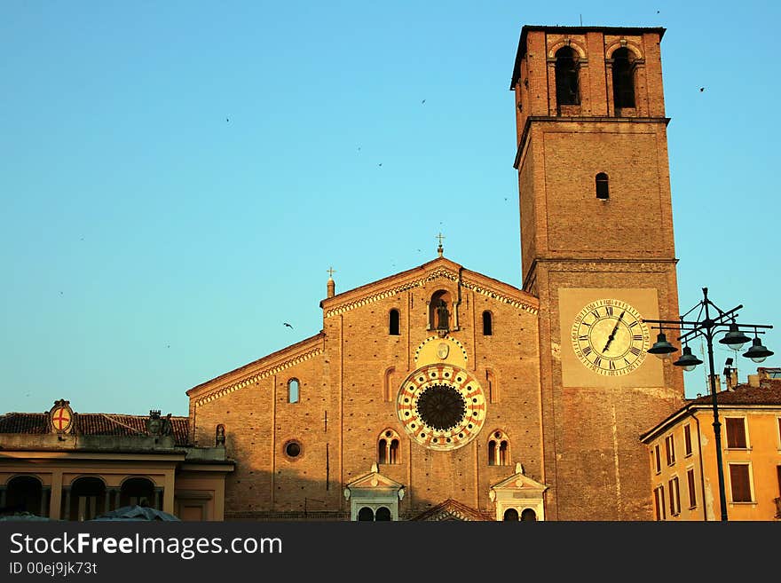 Medieval Bell tower and clock in Lodi. Italy. Medieval Bell tower and clock in Lodi. Italy