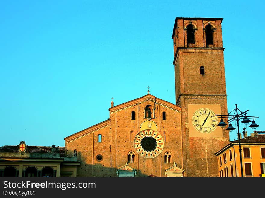 Medieval Bell tower and clock in Lodi. Italy. Medieval Bell tower and clock in Lodi. Italy