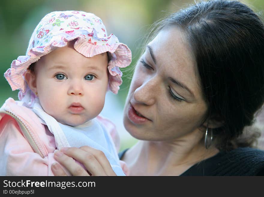 Mother and baby in the park