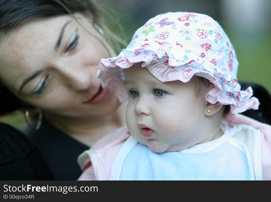 Mother and baby in the park