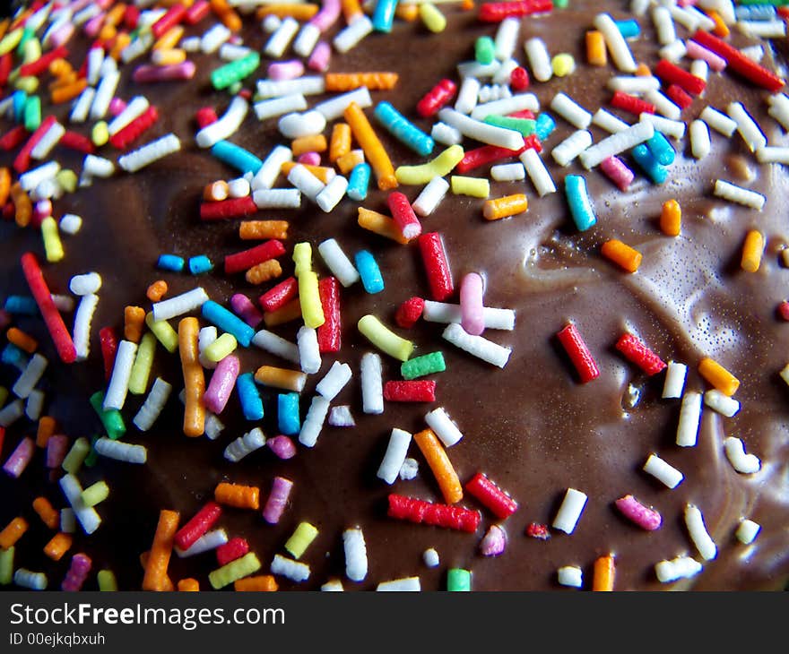 Chocolate cake with multi colored sprinkle, hedgehog cake,