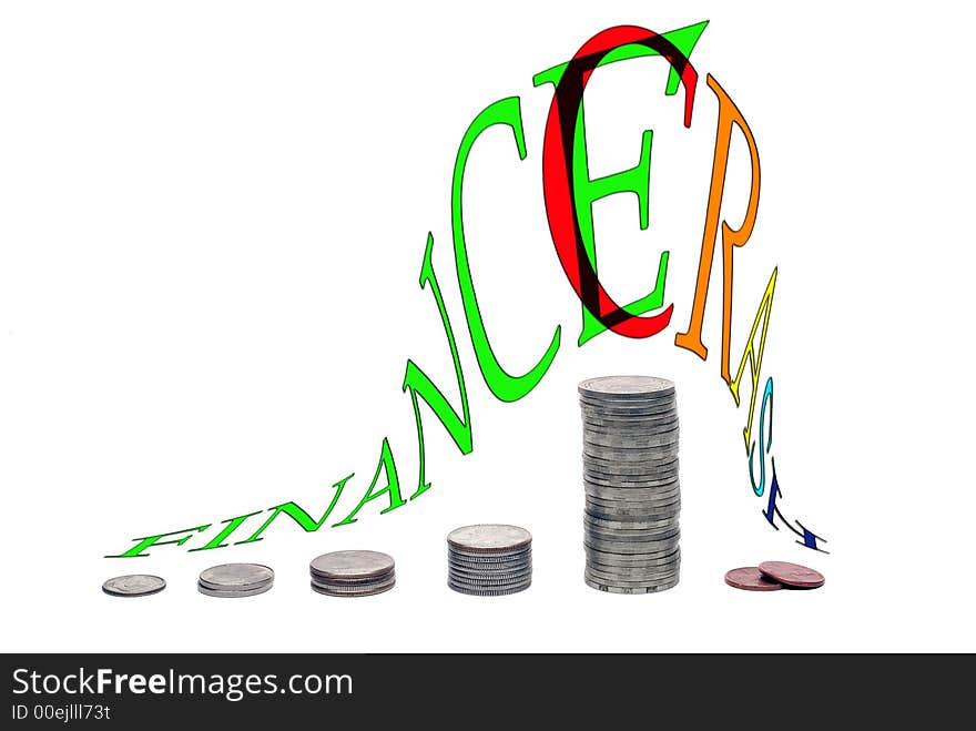 Nickel and copper coins columns diagram. Nickel and copper coins columns diagram