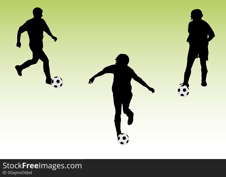 Illustration of three soccer players. Illustration of three soccer players