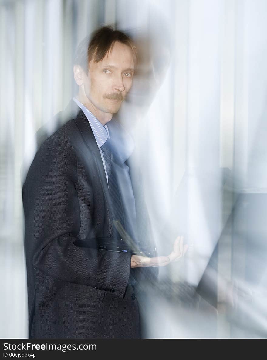 Businessman with effect motion blur. Businessman with effect motion blur