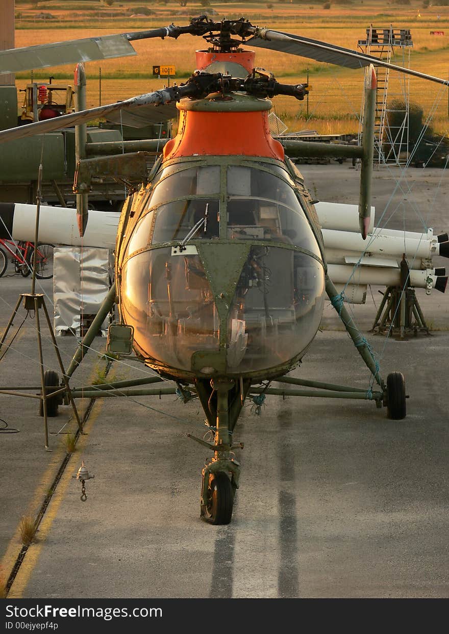 Old rusty Vertol helicopter grounded