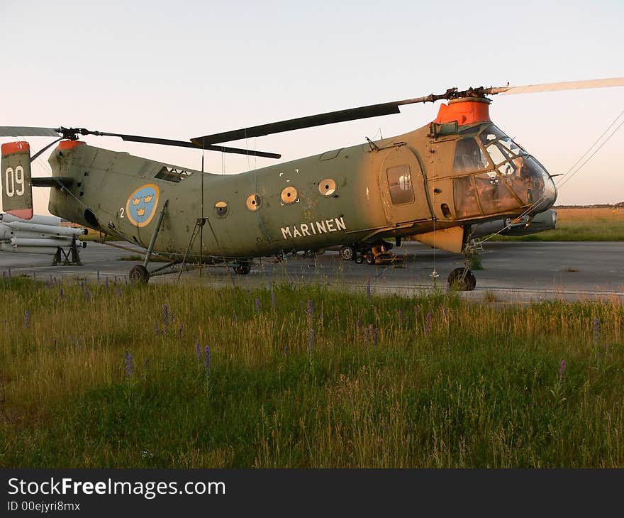 Old rusty helicopter belonging to the Swedish Navy. Old rusty helicopter belonging to the Swedish Navy