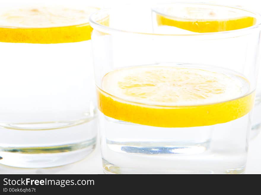 3 glasses of water with lemon