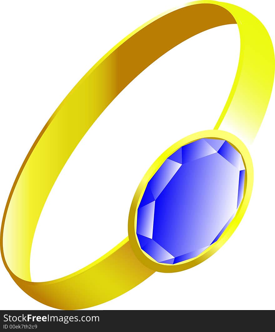 Golden Ring With A Blue Gem