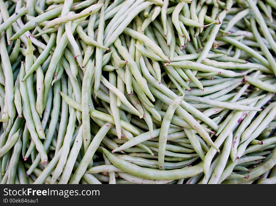 Fresh Beans On A Market Stall