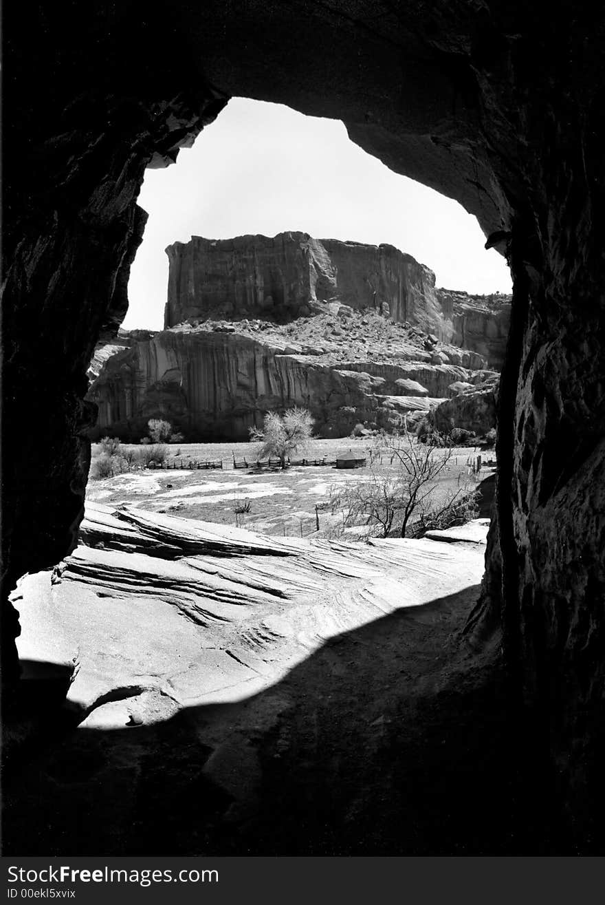 A rock cave in canyon de chelly's national monument. A rock cave in canyon de chelly's national monument.